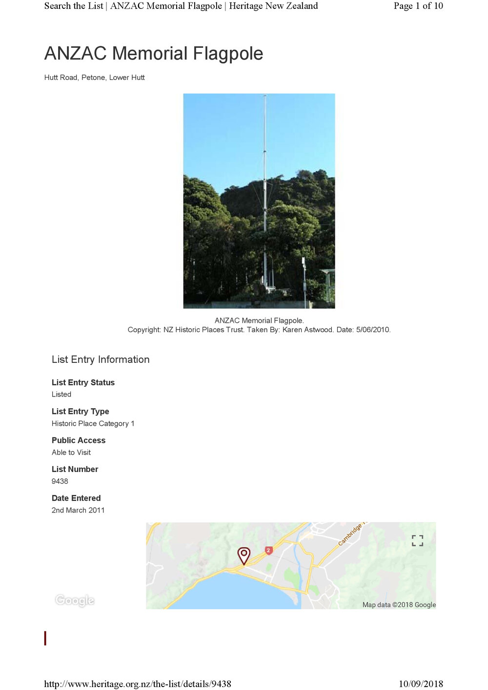 ANZAC Memorial Flagpole