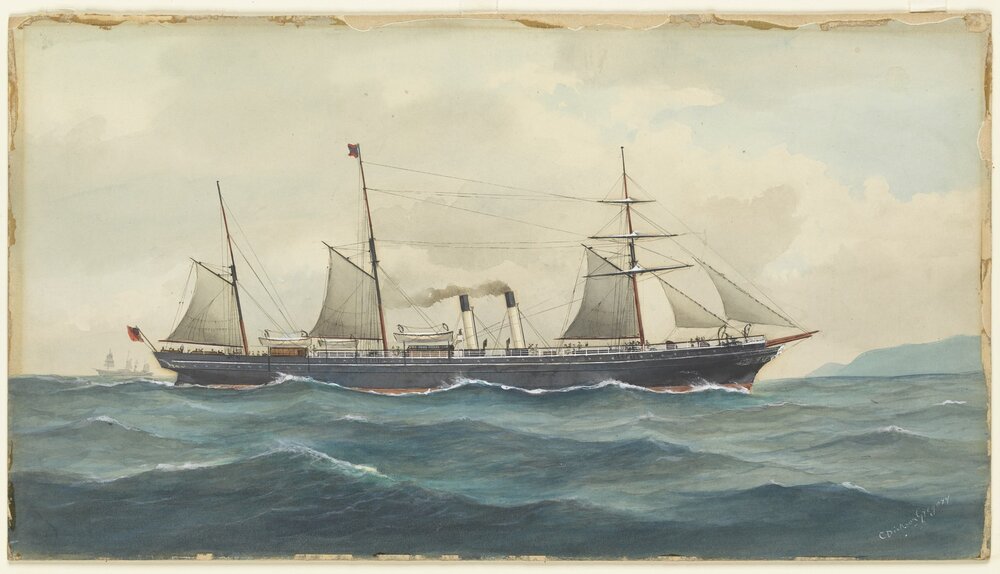 Wonga Wonga steamship: painting by Charles Dickson