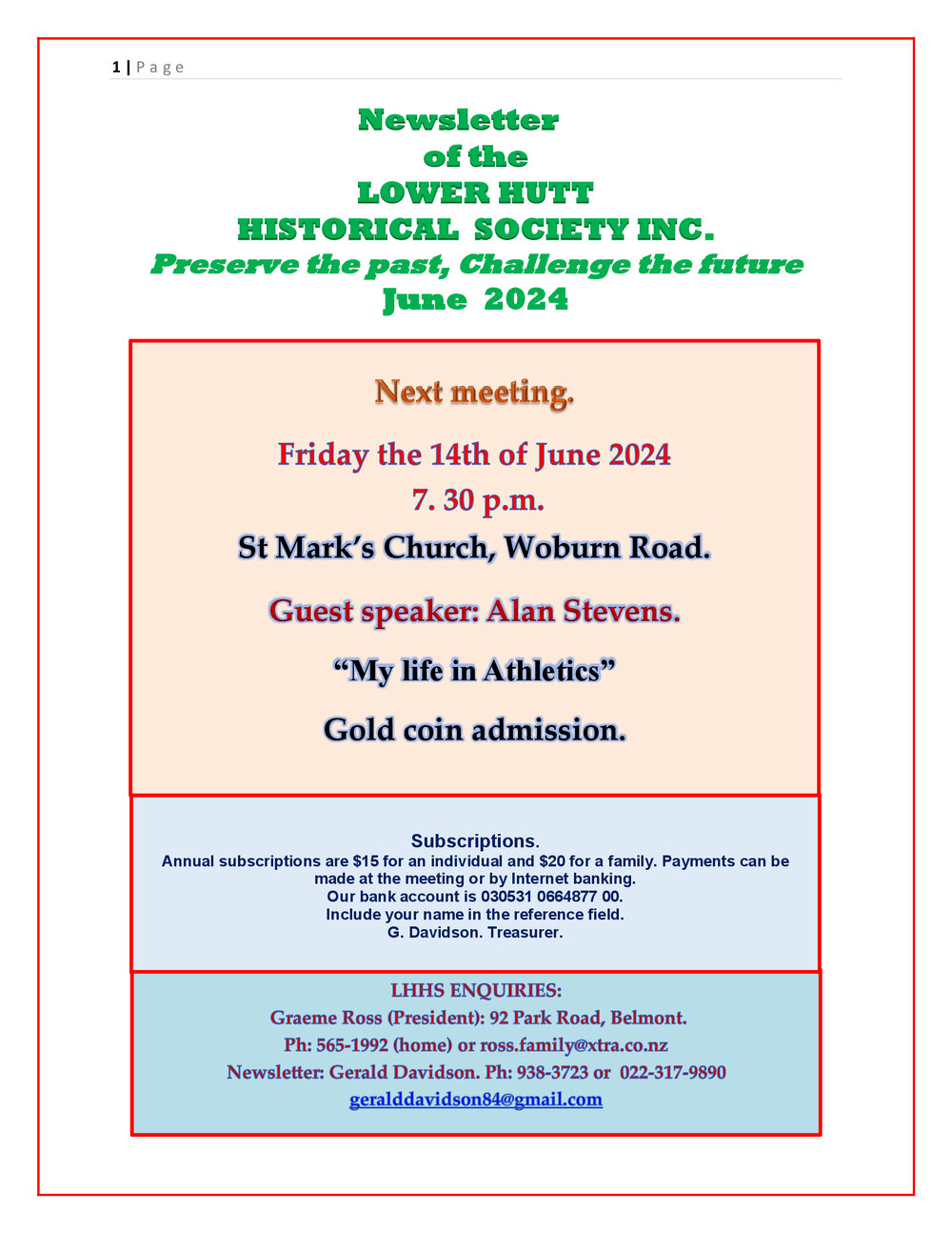 Newsletter of the Lower Hutt Historical Society (June 2024)