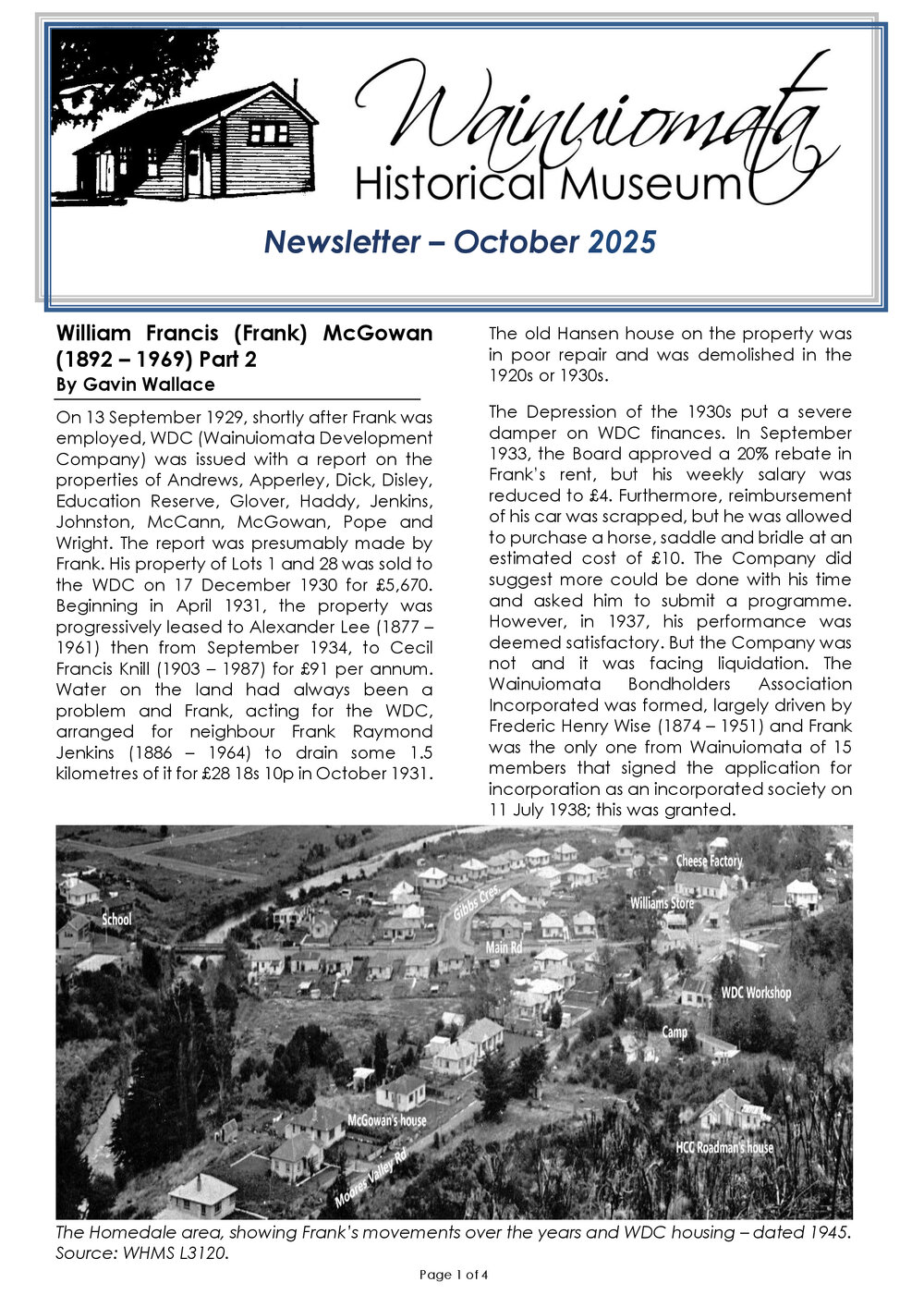 Newsletter (Wainuiomata Historical Museum) October 2025
