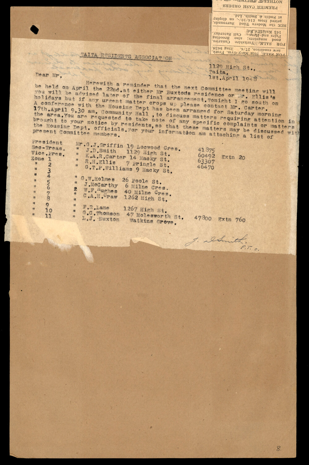 Taita residents Association: List of Commitee Members