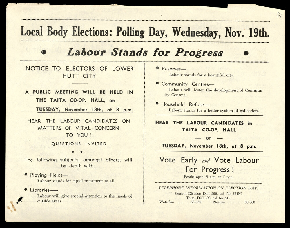 Local Body Elections : Items Relating to Labour Candidates