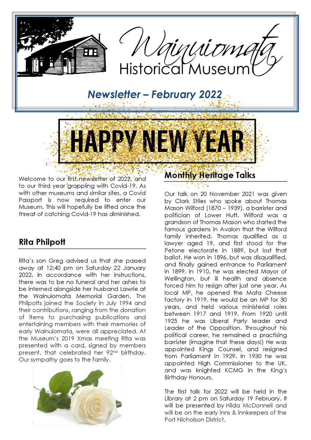 Newsletter (Wainuiomata Historical Museum) February 2022