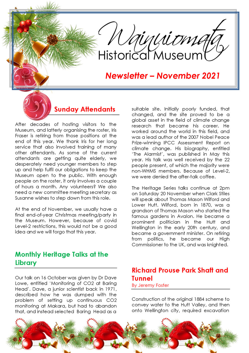 Newsletter (Wainuiomata Historical Museum) November 2021