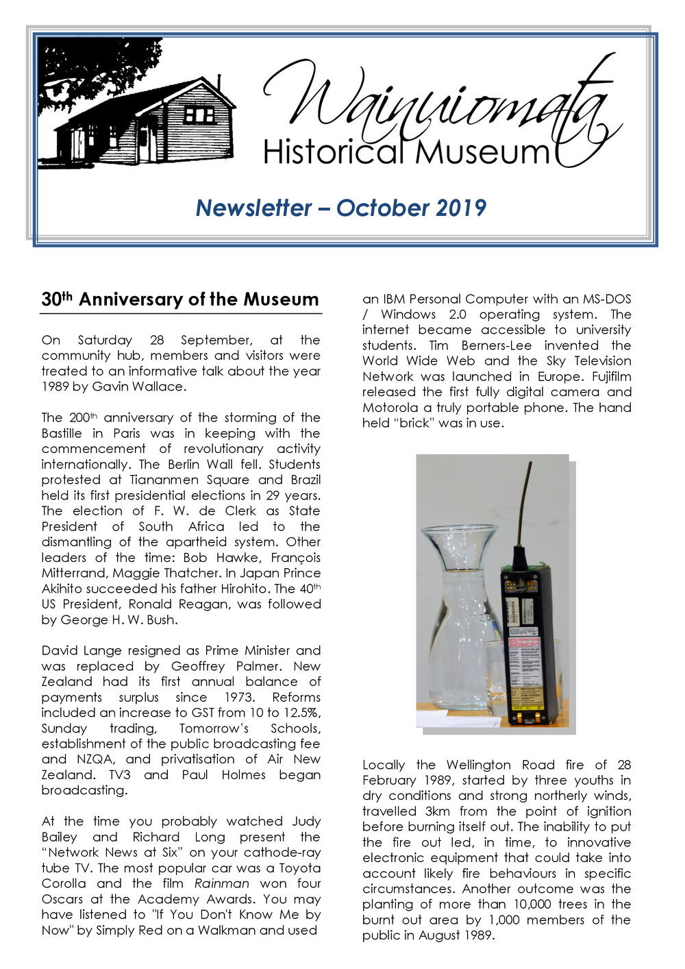 Newsletter (Wainuiomata Historical Museum) October 2019