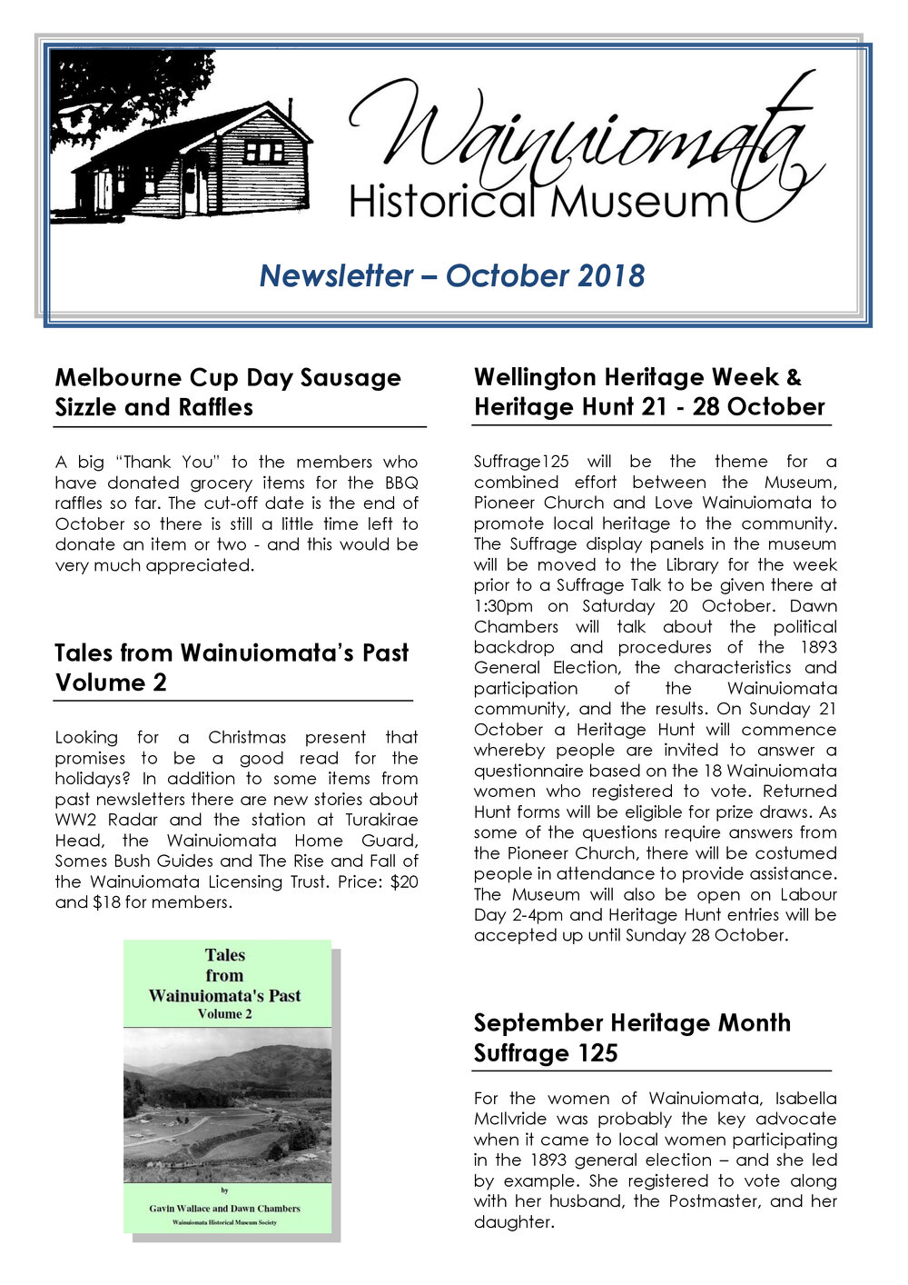Newsletter (Wainuiomata Historical Museum) October 2018
