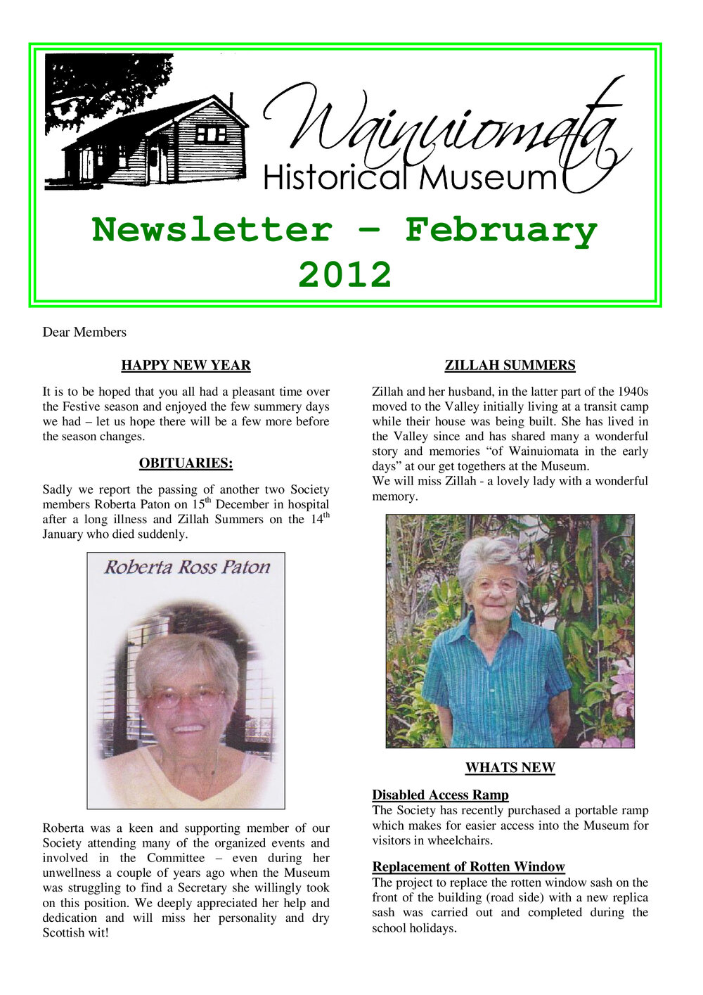 Newsletter (Wainuiomata Historical Museum) February 2012
