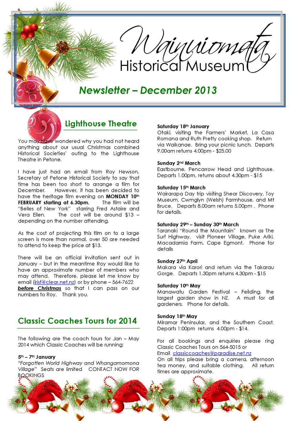 Newsletter (Wainuiomata Historical Museum) December 2013