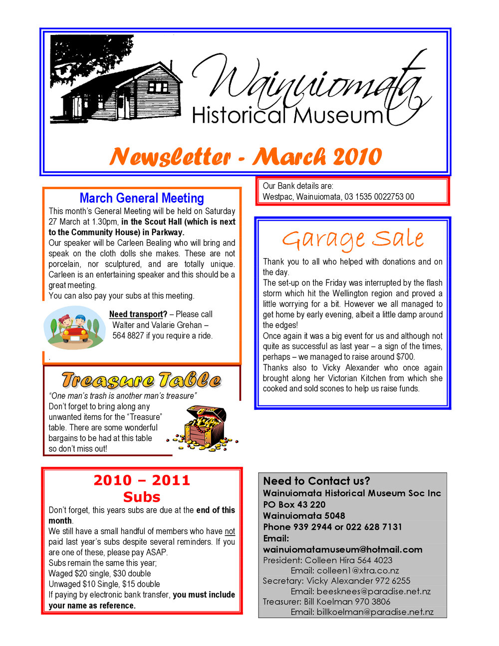Newsletter (Wainuiomata Historical Museum) March 2010