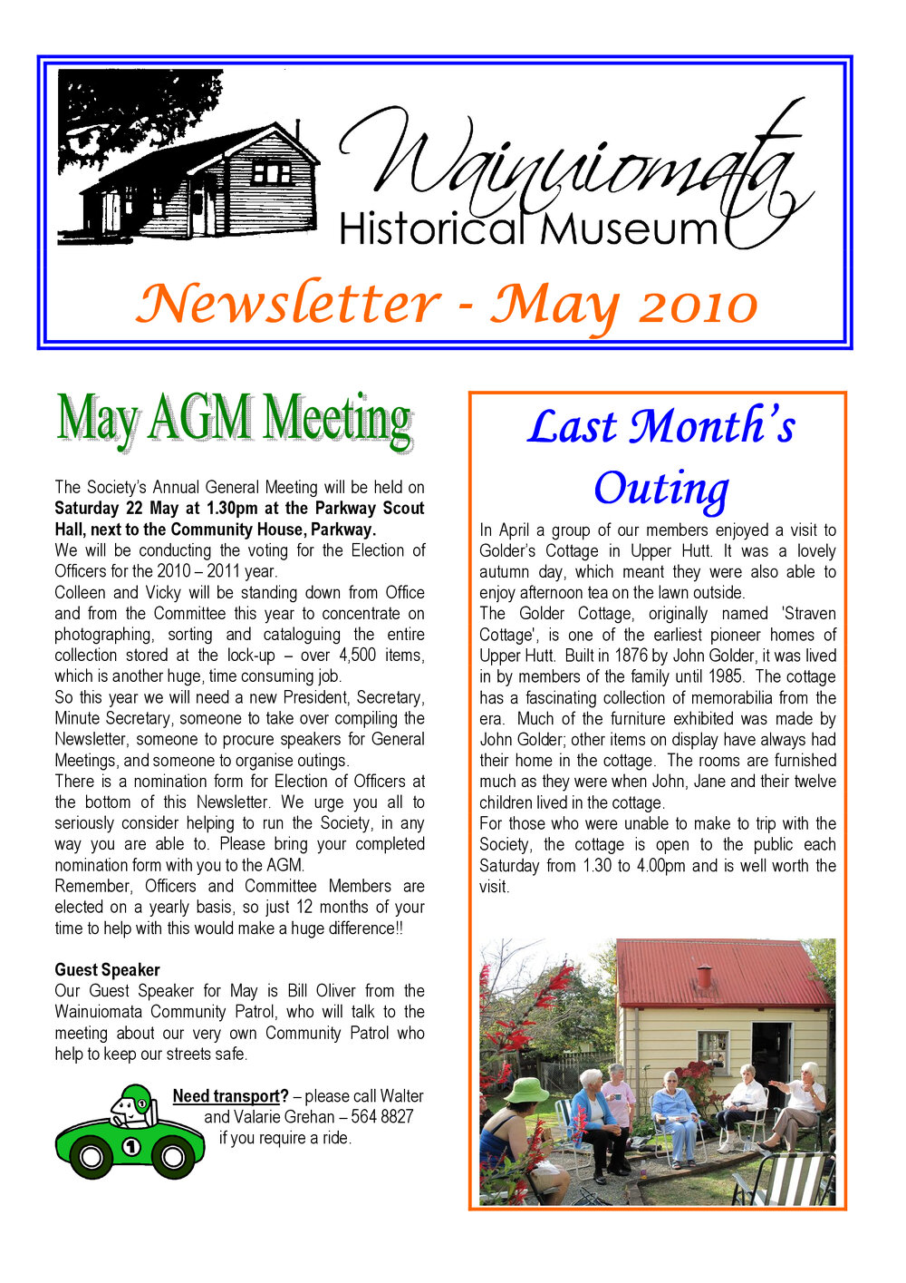 Newsletter (Wainuiomata Historical Museum) May 2010