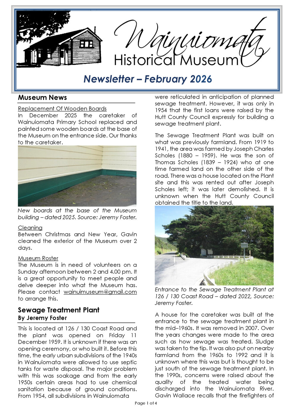 Newsletter (Wainuiomata Historical Museum) February 2026