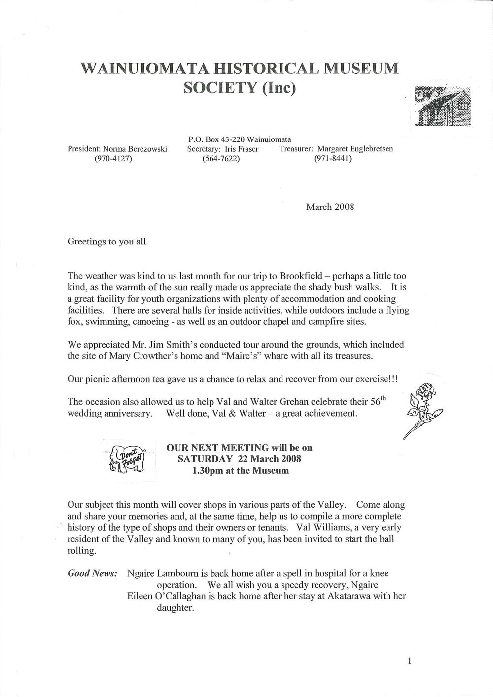 Newsletter (Wainuiomata Historical Museum) March 2008