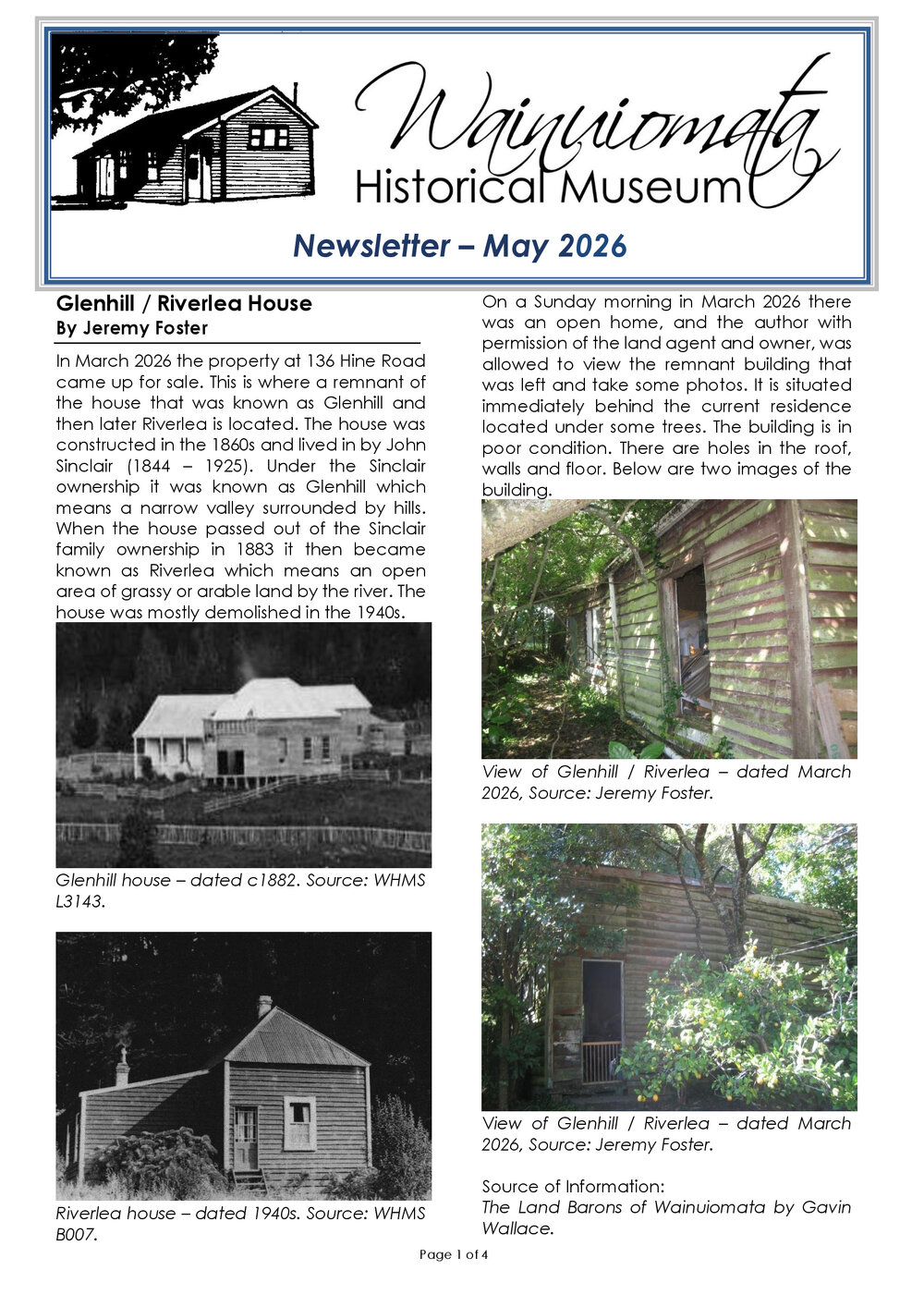 Newsletter (Wainuiomata Historical Museum) May 2026