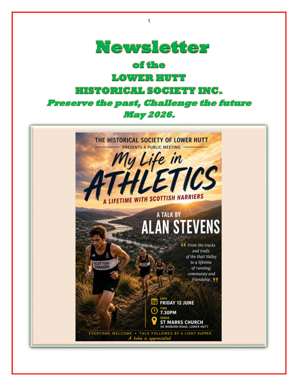 Newsletter of the Lower Hutt Historical Society (May 2026)
