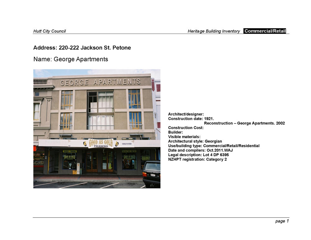 Heritage Building Inventory : 220-222 Jackson Street, Petone
