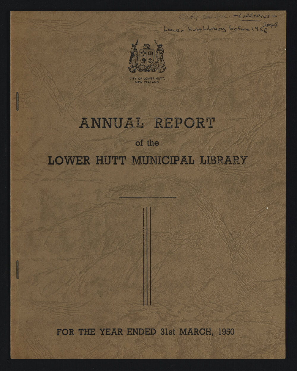 Annual Report of the Lower Hutt Municipal Library