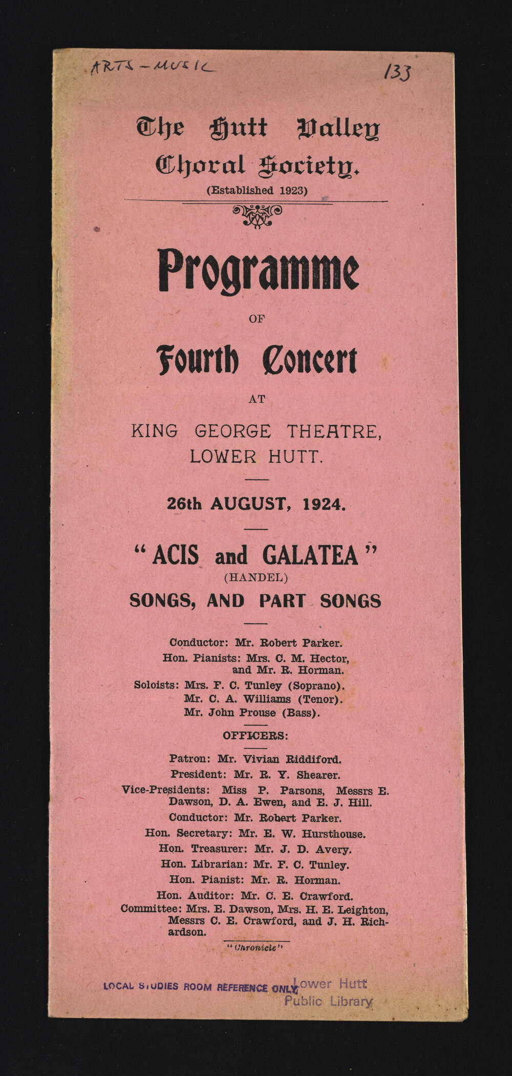 Programme of Fourth Concert 
