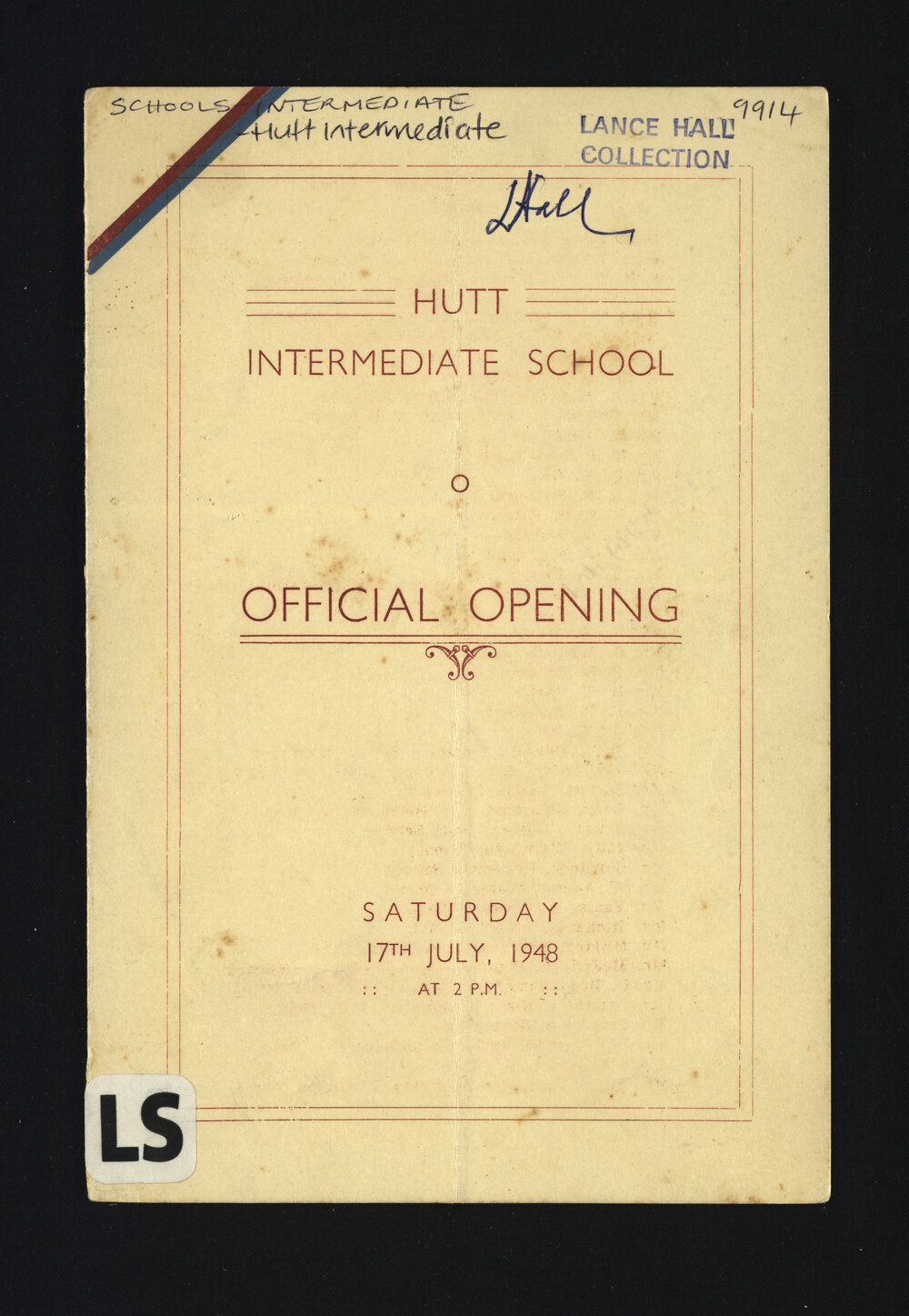 Hutt Intermediate School : Official Opening
