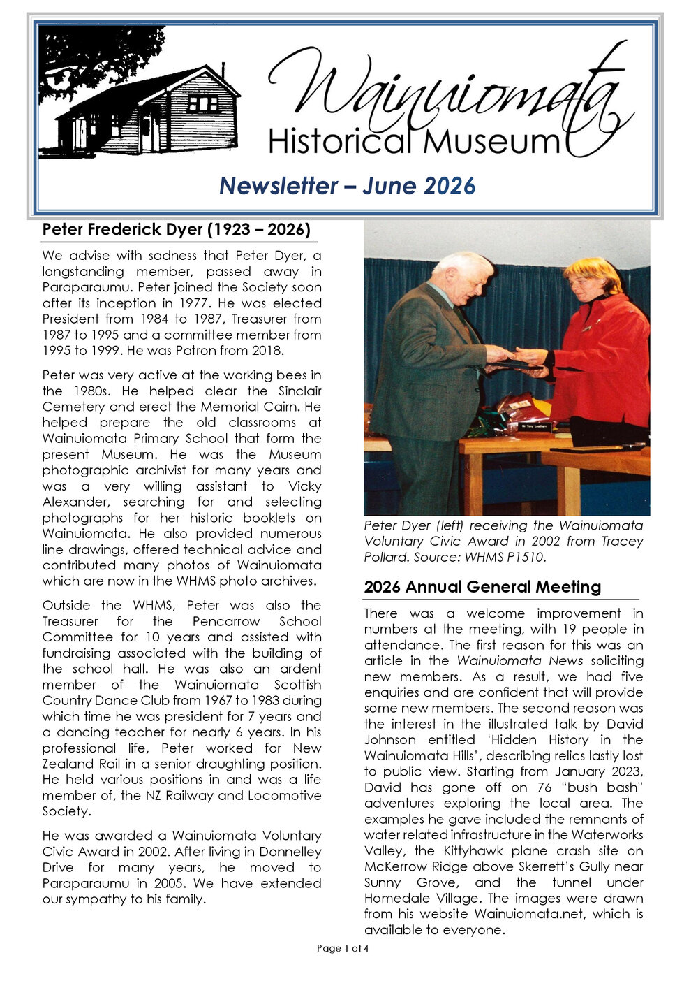 Newsletter (Wainuiomata Historical Museum) June 2026