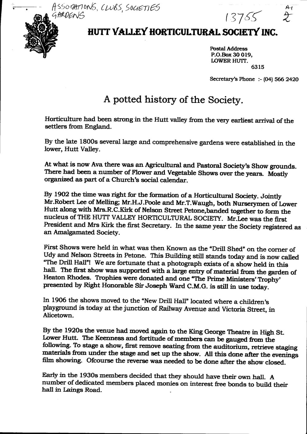 A Potted History of the Society