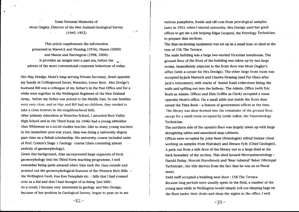 Some Personal Memories of Mont Ongley
