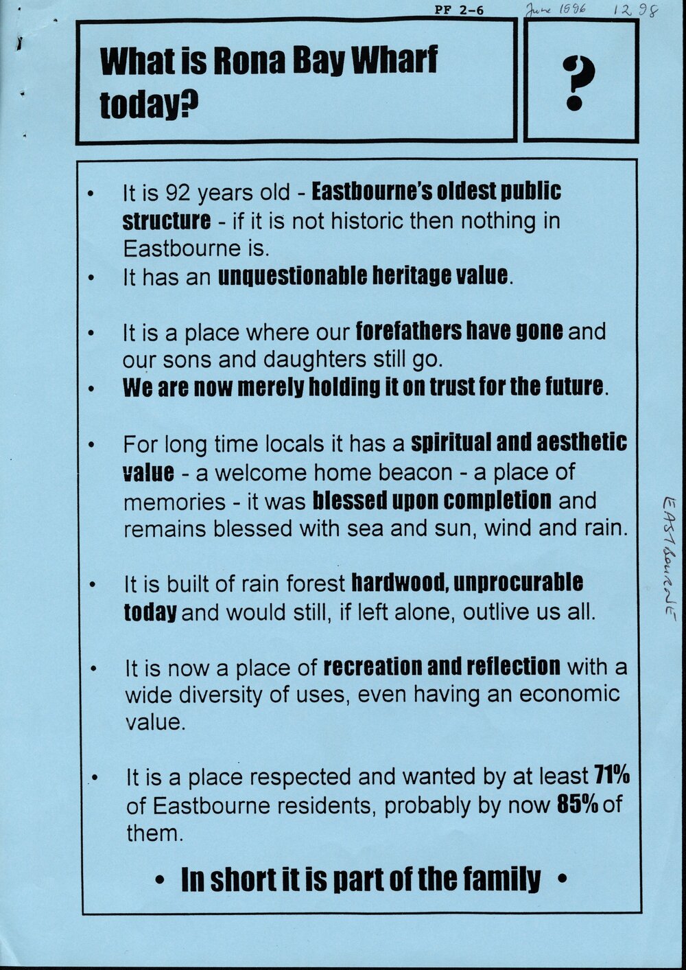 What is Rona Bay Wharf Today?