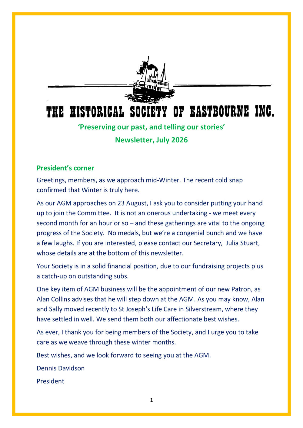 Newsletter (Historical Society of Eastbourne)
