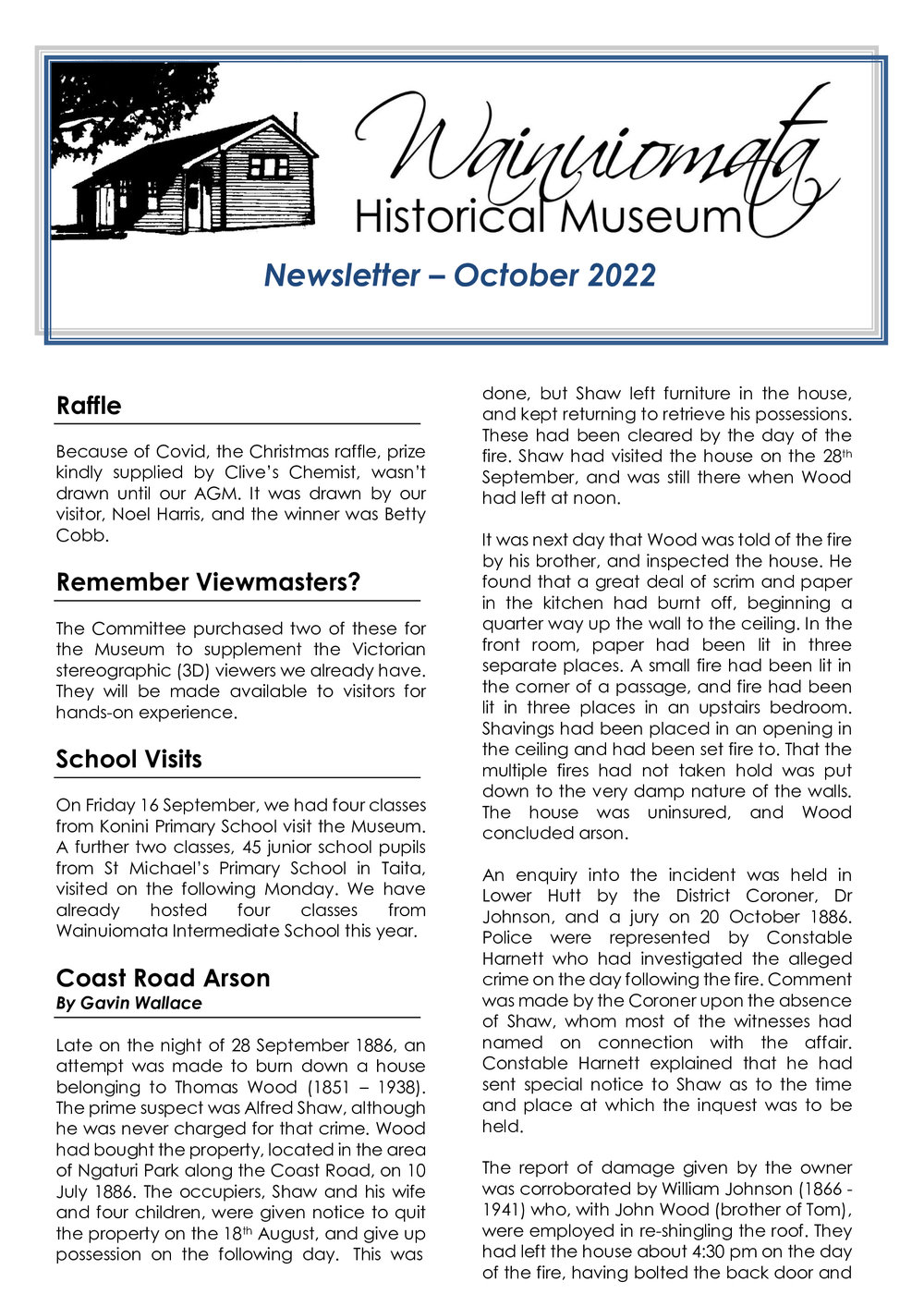 Newsletter (Wainuiomata Historical Museum) October 2022
