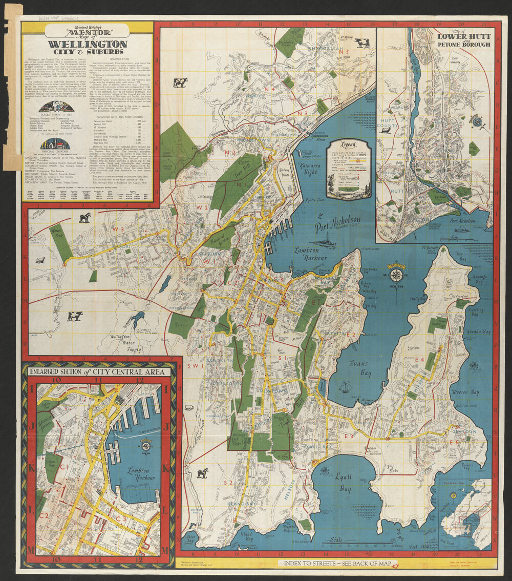 Rowland Brialey's "Mentor" Map of Wellington City &amp; Suburbs