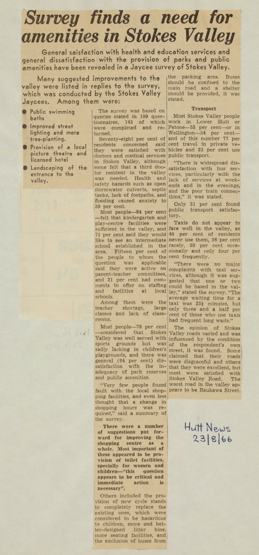 Survey finds a need for amenities in Stokes Valley