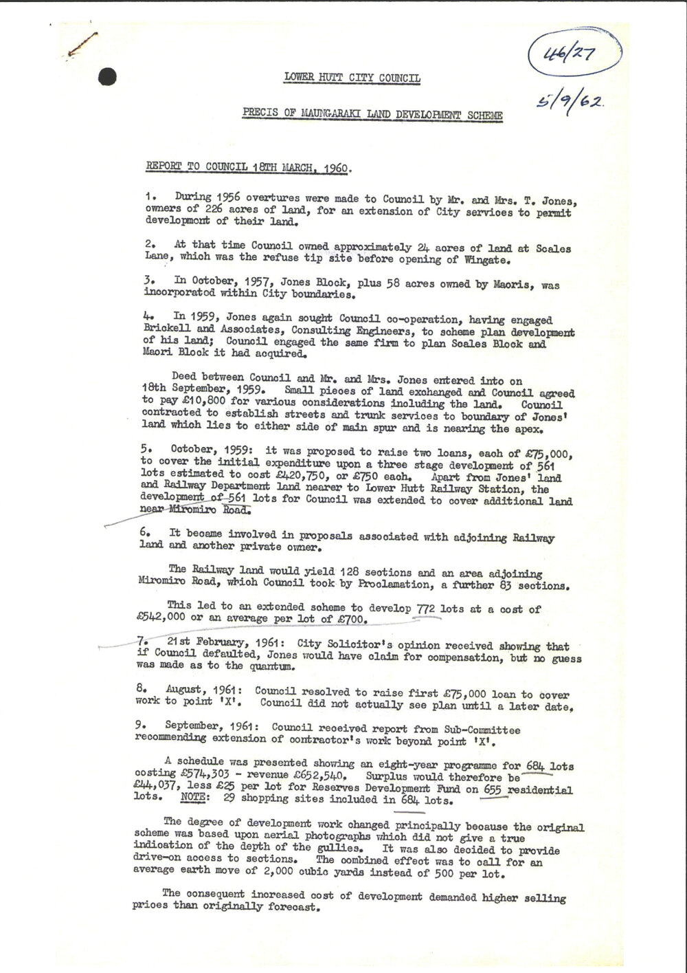 Precis of Maungaraki Land Development Scheme