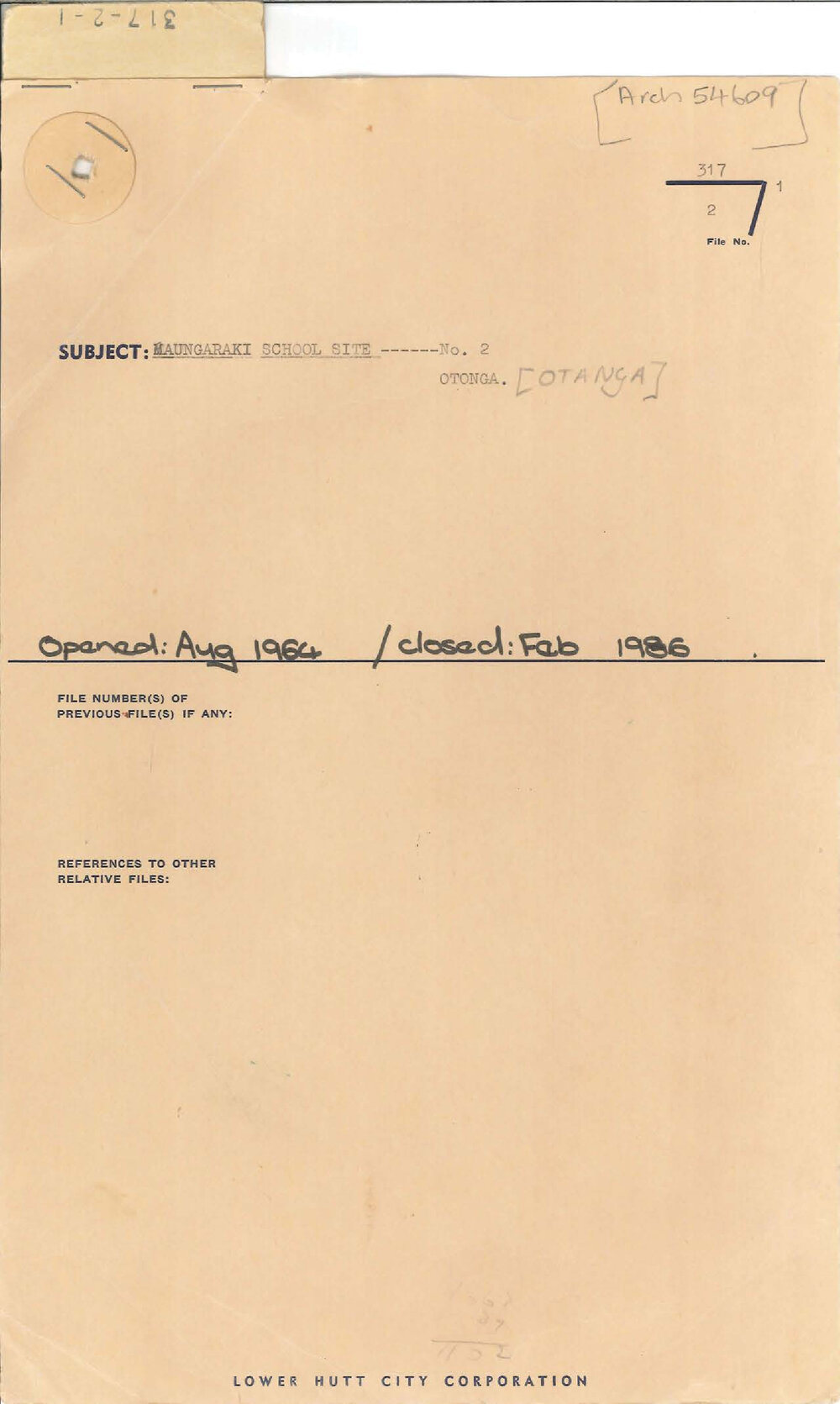 Maungaraki School Site : no.2 Otonga