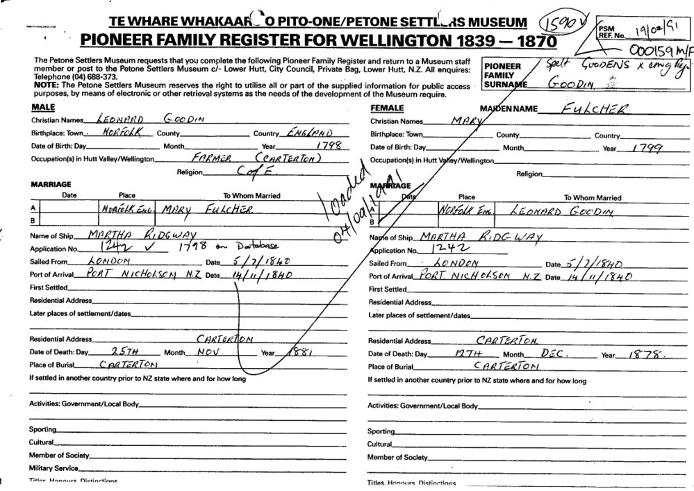 Pioneer Family Register : Goodens