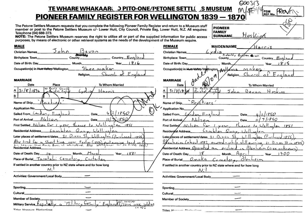 Pioneer Family Register : Hoskins
