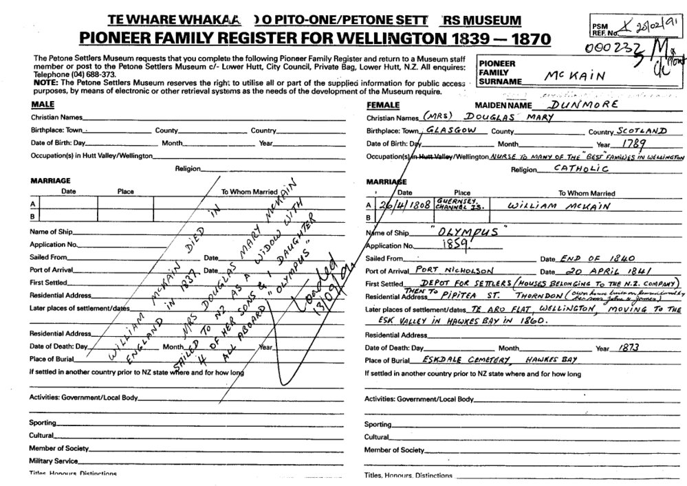 Pioneer Famil Register : McKain