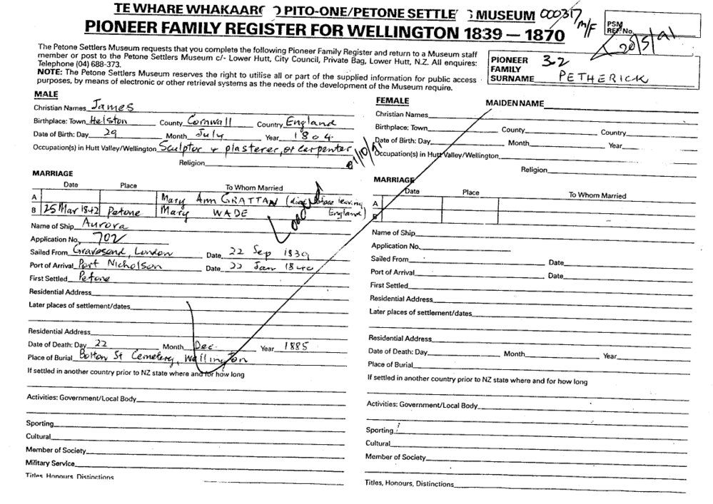 Pioneer Family Register : Petherick
