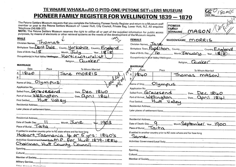 Pioneer Family Register : Mason