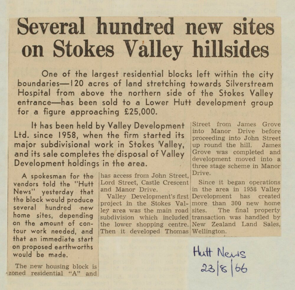 Several hundred new sites on Stokes Valley hillsides