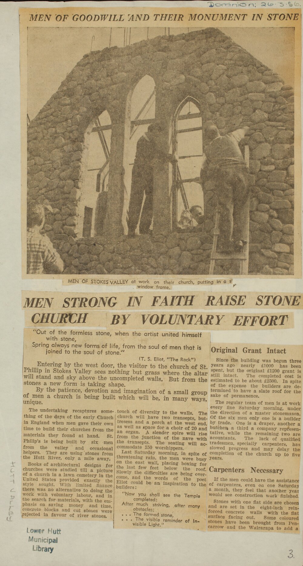 Men strong in faith raise stone church by voluntary effort