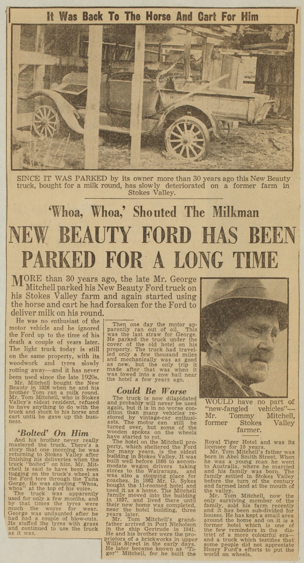 'Whoa, Whoa,' Shouted The Milkman, New beauty ford has been parked for a long time