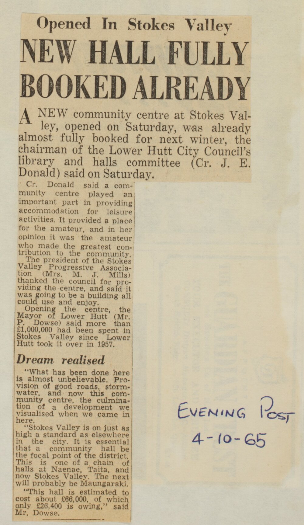 Opened in Stokes Valley, New Hall Fully Booked Already