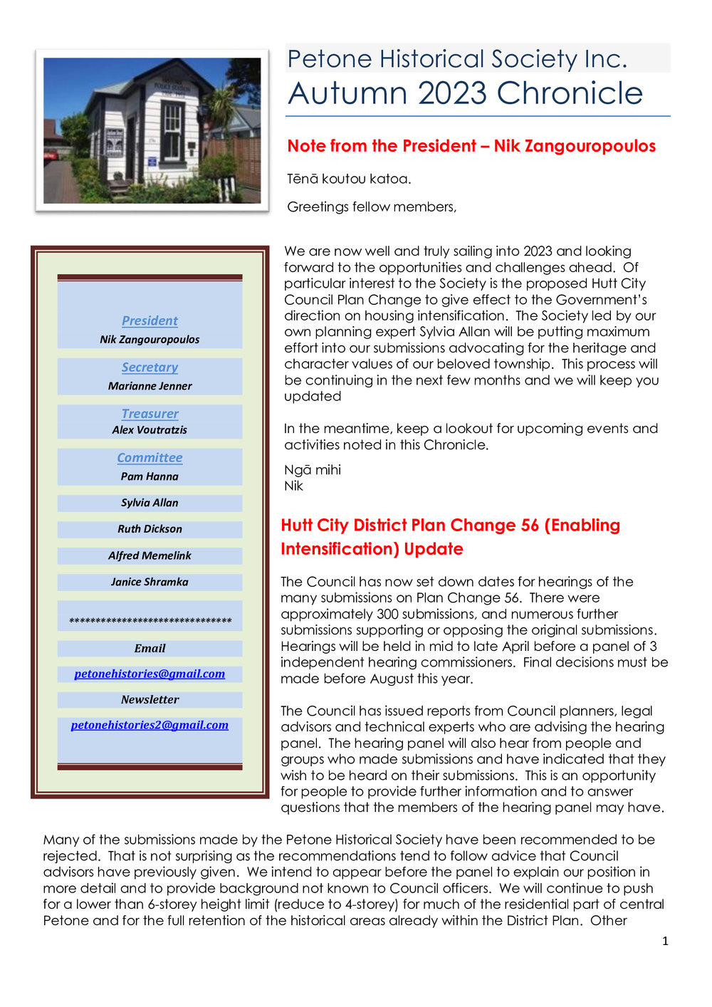 Chronicle (Petone Historical Society) Autumn 2023