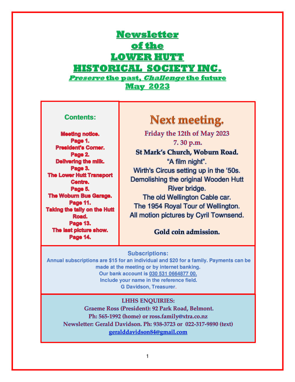 Newsletter of the Lower Hutt Historical Society