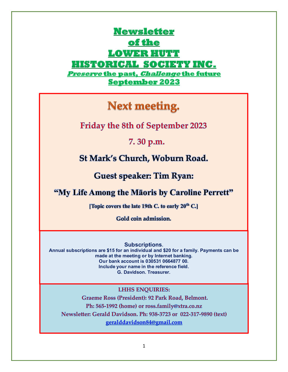 Newsletter of the Lower Hutt Historical Society (Sep 2023)