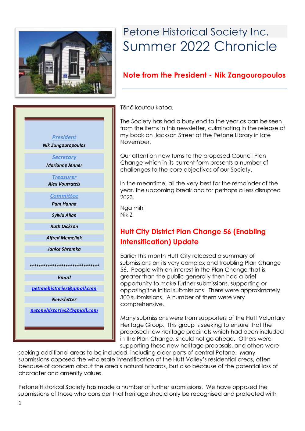 Chronicle (Petone Historical Society) Summer 2022