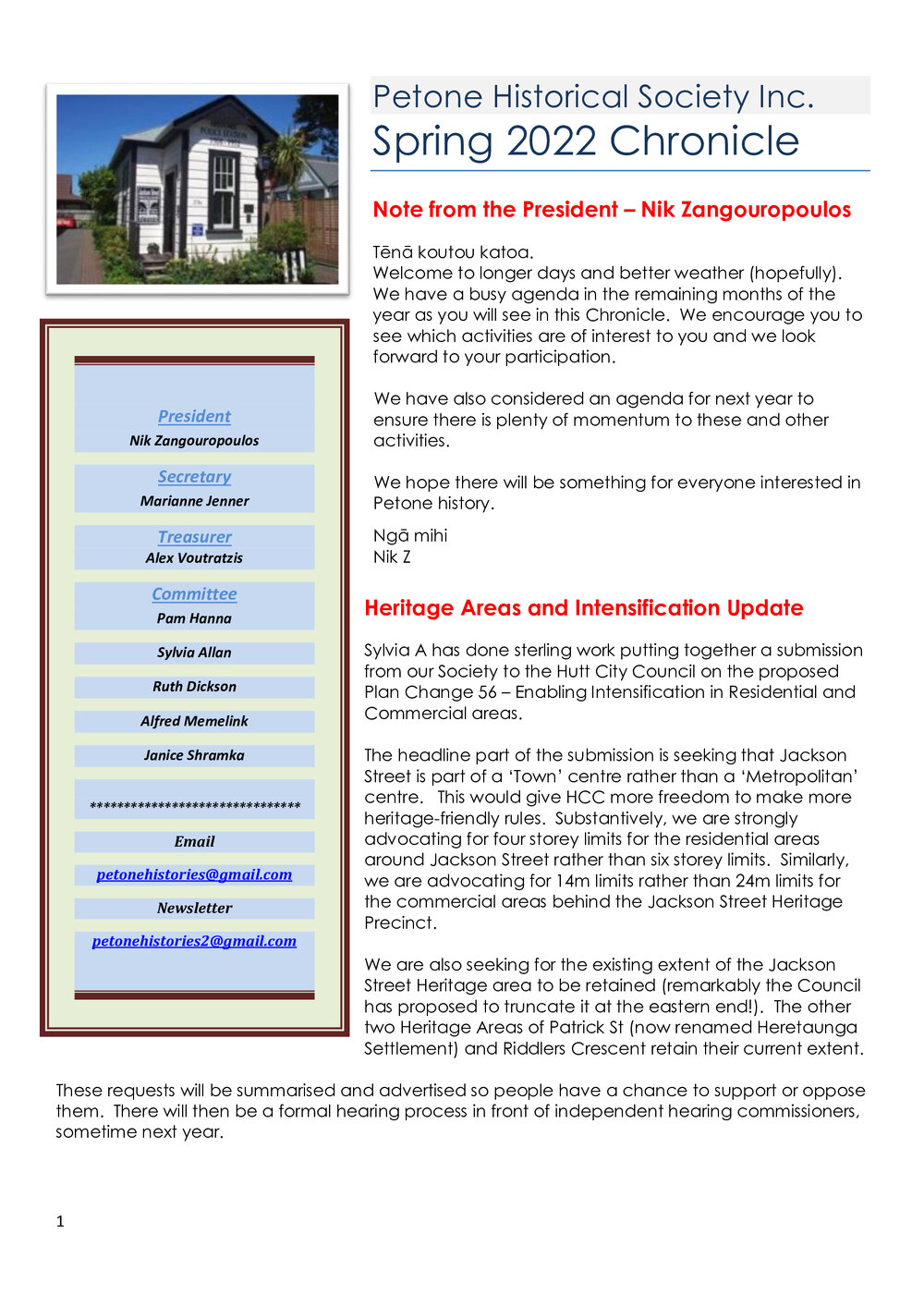 Chronicle (Petone Historical Society) Spring 2022