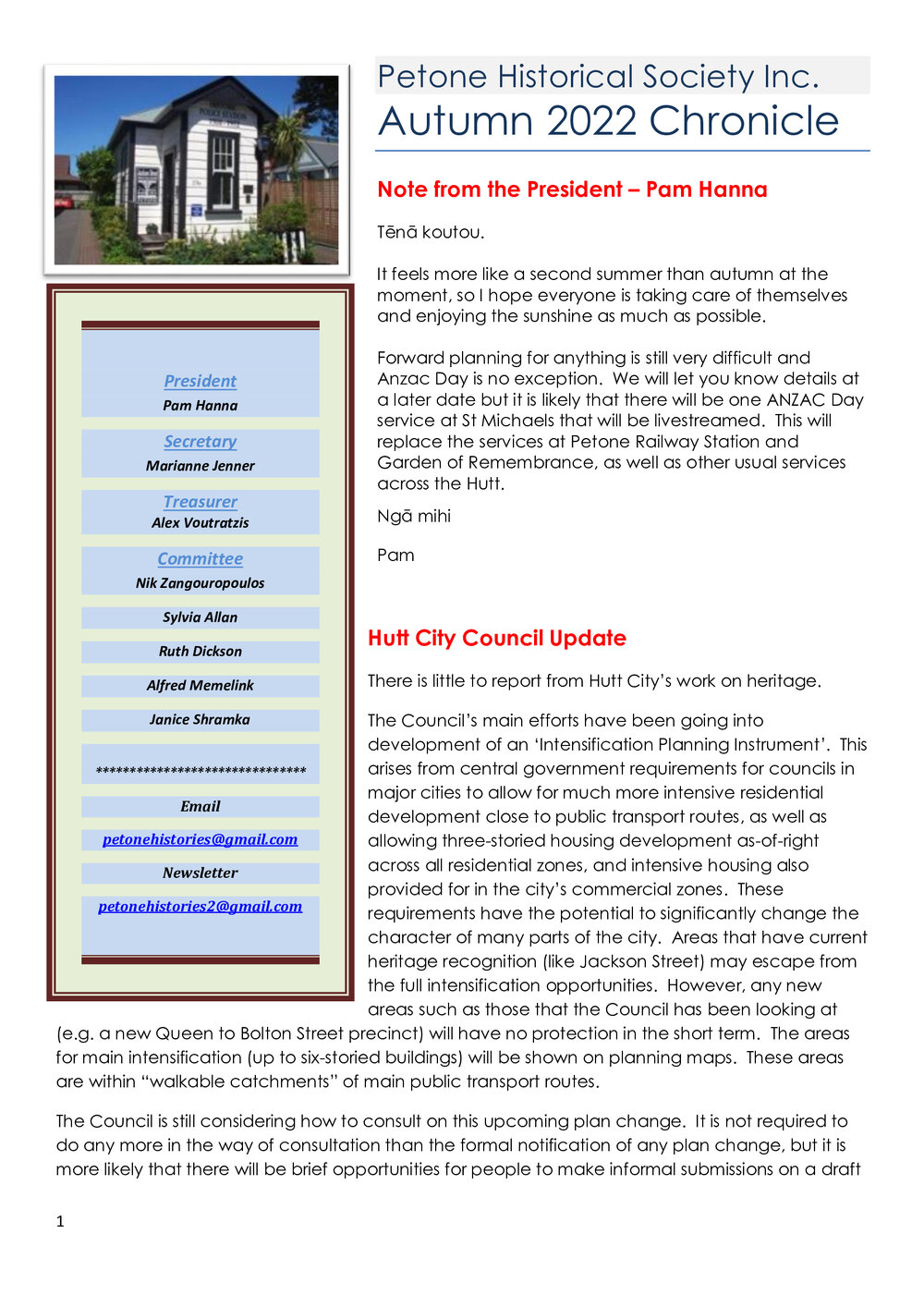 Chronicle (Petone Historical Society) Autumn 2022