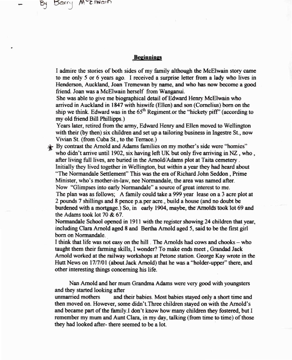 Beginnings - McElwain story