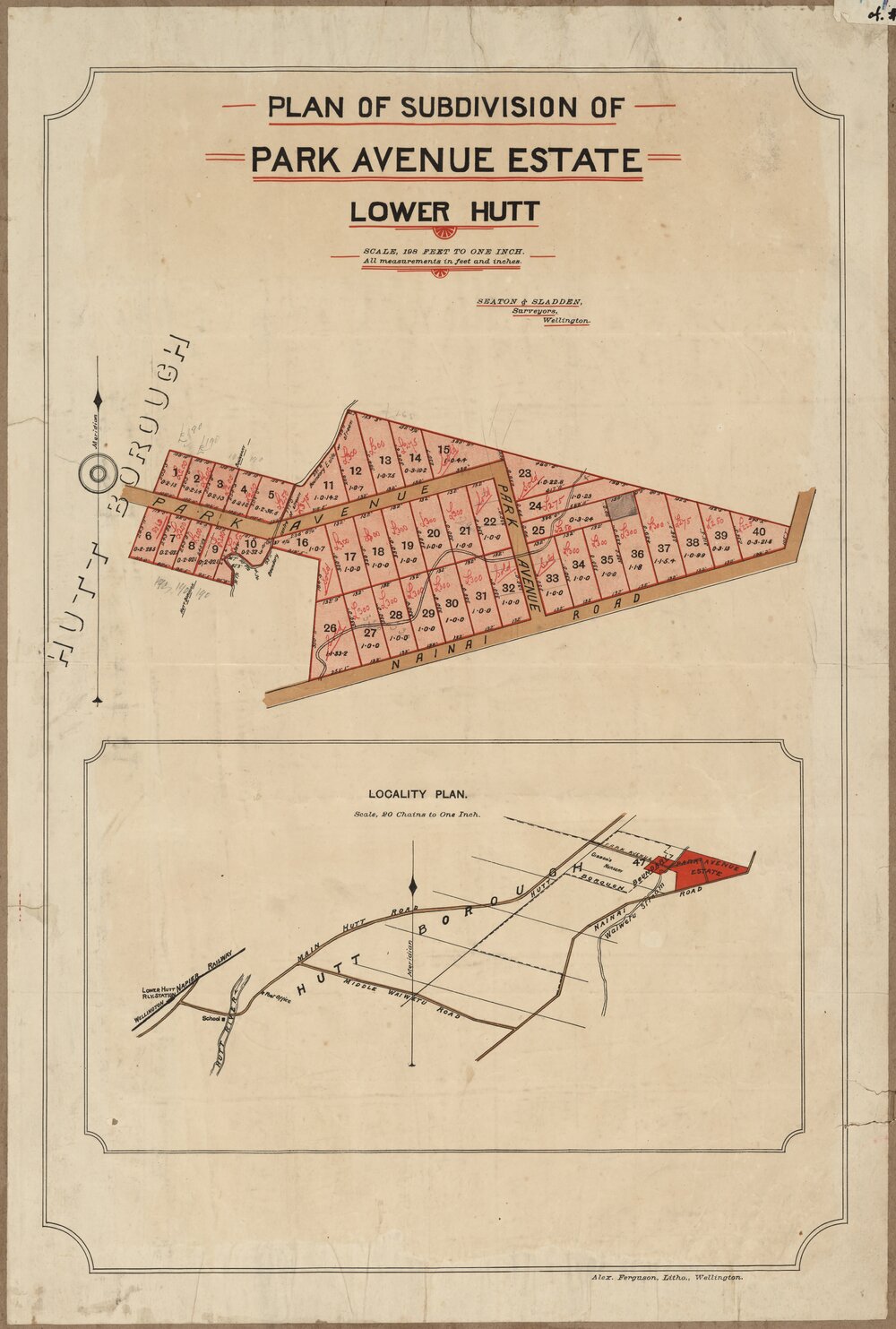 Plan of subdivision of Park Avenue Estate, Lower Hutt