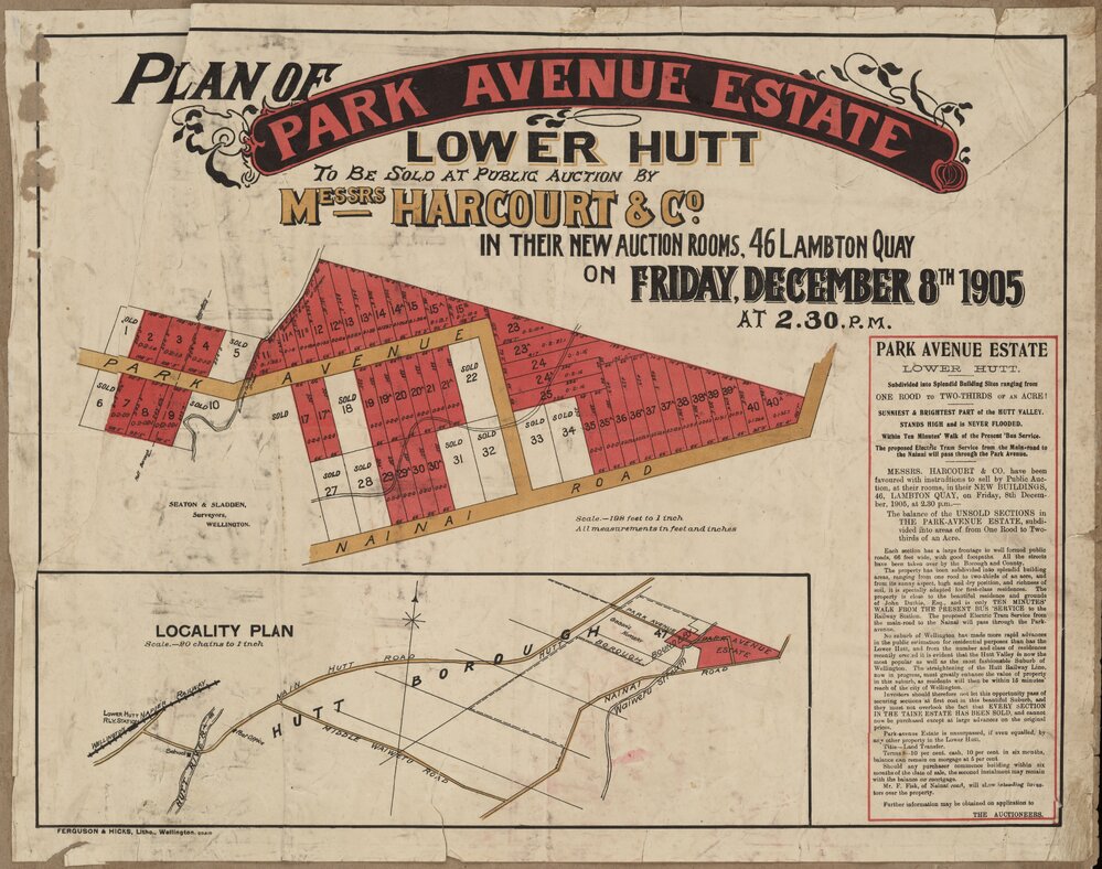 Plan of subdivision of Park Avenue Estate, Lower Hutt